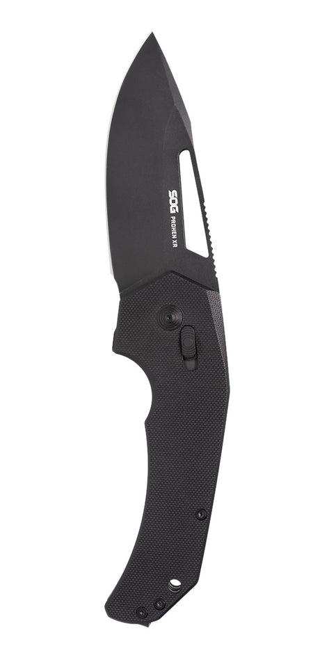 SOG SOG12250157 Prohen XR 3.35" Drop Point Plain Black TiNi D2 Steel Blade Black G10 Handle Ambidextrous Folding Knife