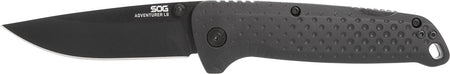 SOG SOG13110143 Adventure LB 3.50" Drop Point Plain Black TiNi 5Cr15MoV Blade Black Textured GRN Handle Lockback Folder