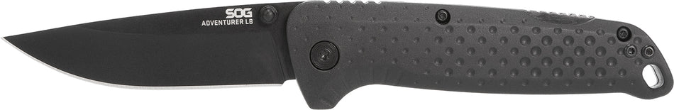 SOG SOG13110143 Adventure LB 3.50" Drop Point Plain Black TiNi 5Cr15MoV Blade Black Textured GRN Handle Lockback Folder