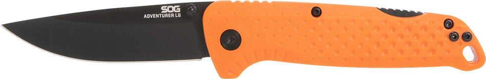 SOG SOG13110243 Adventure LB 3.50" Drop Point Plain Black TiNi 5Cr15MoV Blade Blaze Orange Textured GRN Handle Lockback