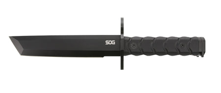 SOG SOGBY1001BX Bayonet 7.00" Tanto Plain Fixed Blade Black Finished Steel Blade Comfortable G-10 Handle Includes Sheath
