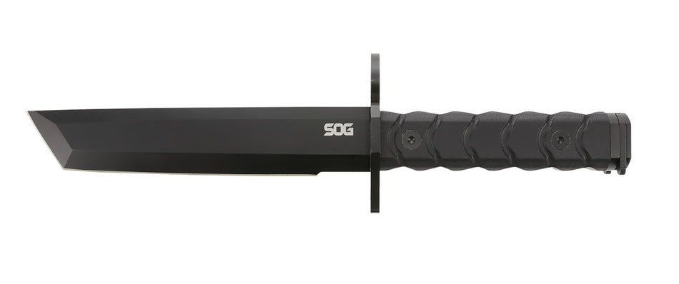 SOG SOGBY1001BX Bayonet 7.00" Tanto Plain Fixed Blade Black Finished Steel Blade Comfortable G-10 Handle Includes Sheath