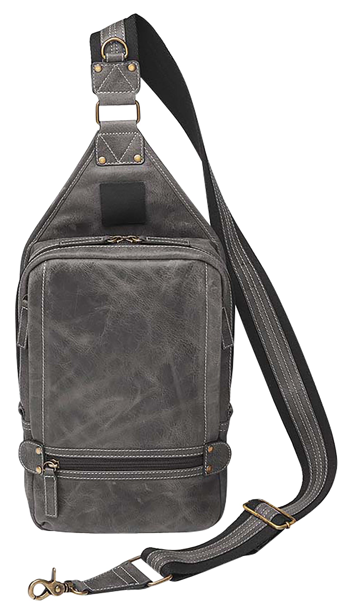 Gun Tote'n Mamas GTMCZY108GREY Sling Backpack Gray Distressed Leather Includes Holster