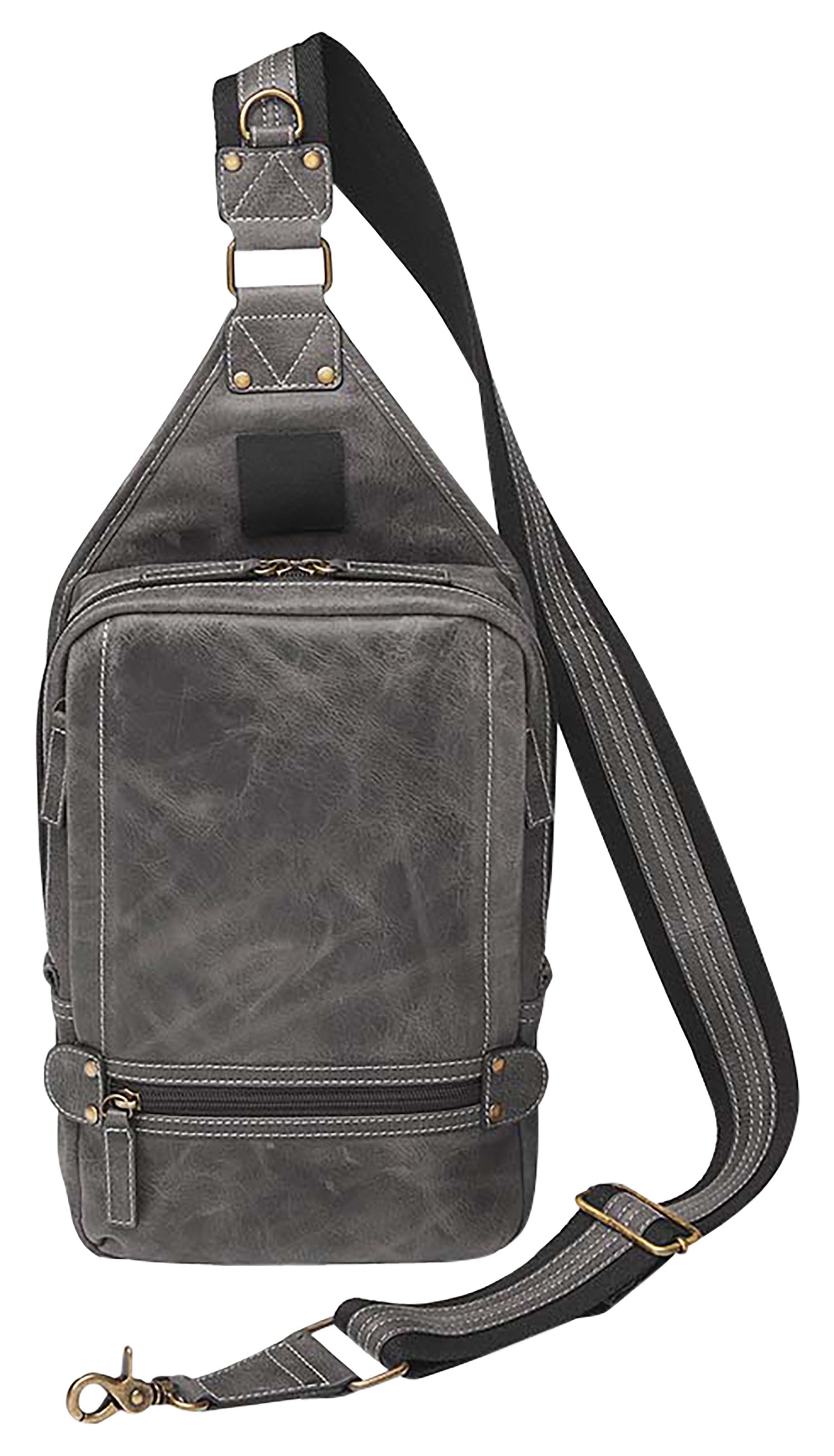 Gun Tote'n Mamas GTMCZY108GREY Sling Backpack Gray Distressed Leather Includes Holster