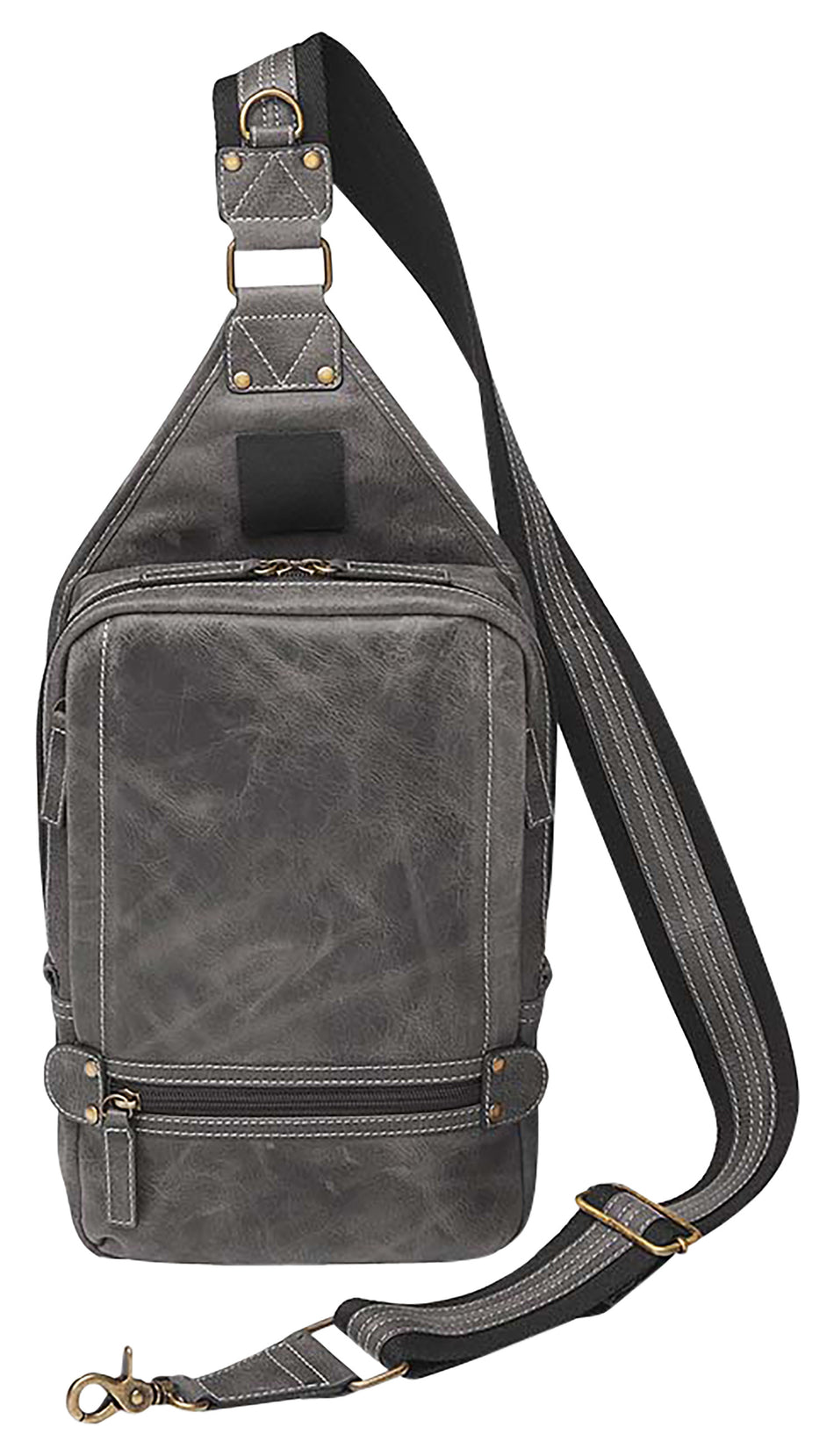 Gun Tote'n Mamas GTMCZY108GREY Sling Backpack Gray Distressed Leather Includes Holster