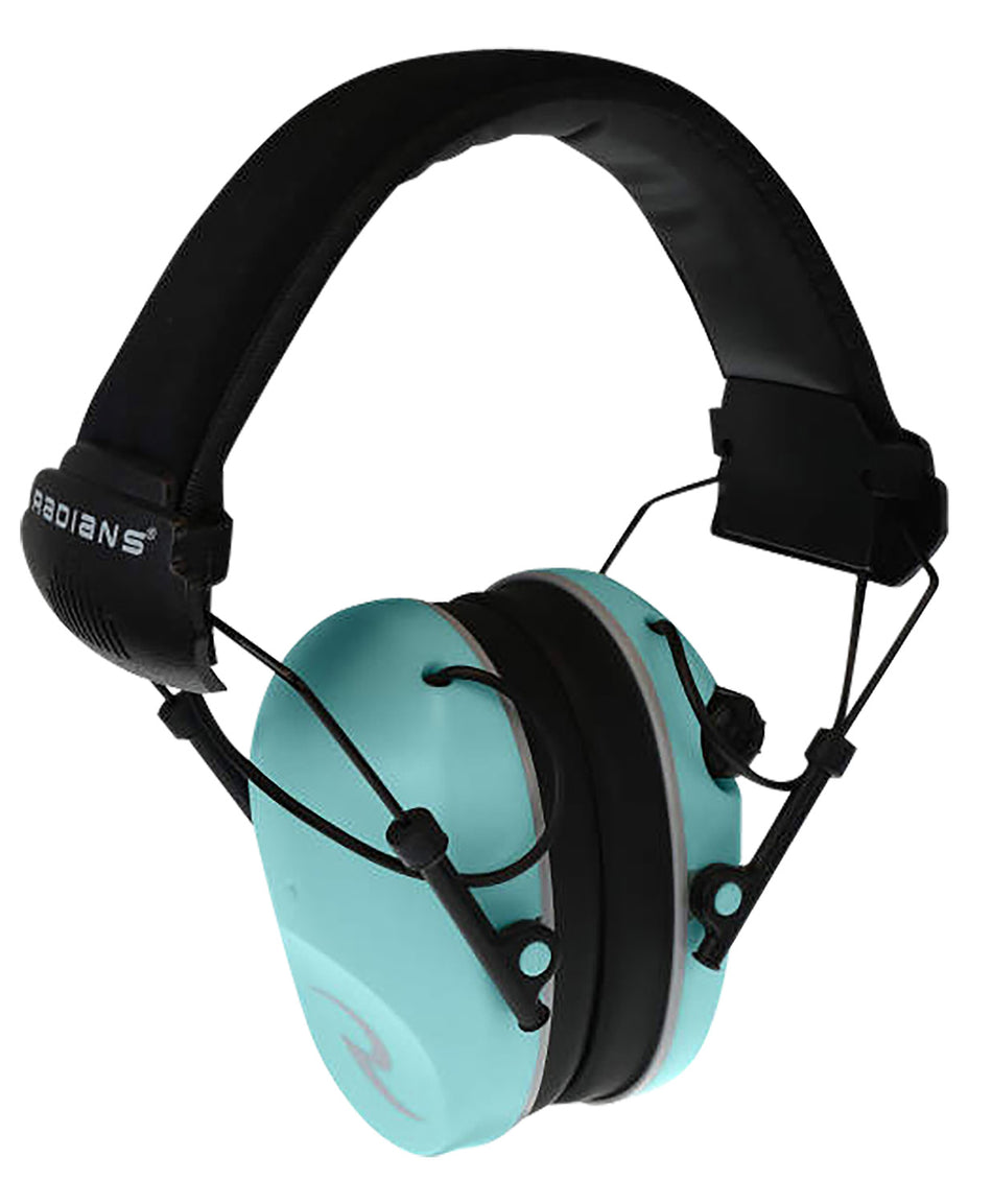 Radians R3200 Dual Mic Electronic Sound Amplification Muff 23 dB Over the Head Aqua Blue