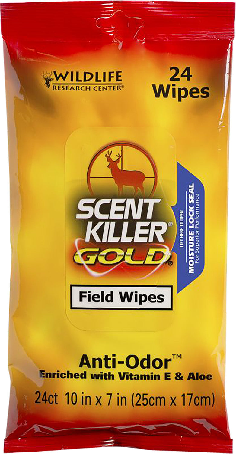 Wildlife Research 1295 Scent Killer Gold Field Wipes with Vitamin E and Aloe 24 Count
