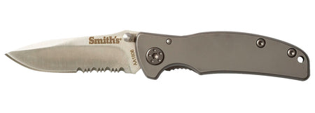 Smiths Products 51007 Titania I 2.20" Folder Drop Point Partially Serrated Titanium Coated Stainless Blade SS Handle Pocket Clip