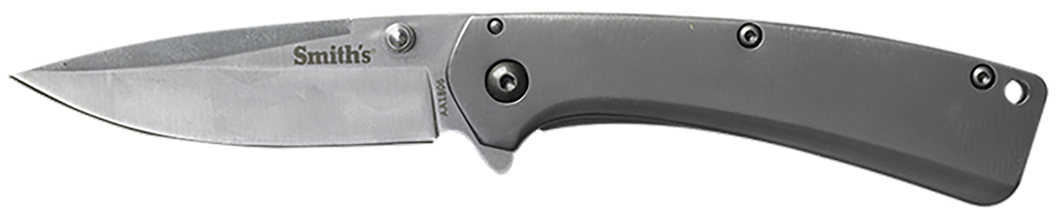 Smith's Furrow Folding Knife 2.90" Drop Point Titanium Coated Stainless Blade Stainless Handle with Clip