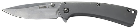 Smith's Furrow Folding Knife 2.90" Drop Point Titanium Coated Stainless Blade Stainless Handle with Clip