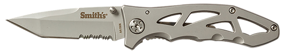 Smith's Caprella 51009 2.95" Folding Drop Point Partially Serrated Stainless Blade with Frame Lock and Pocket Clip