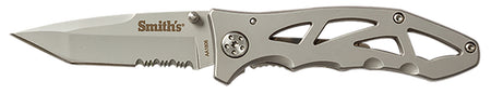 Smith's Caprella 51009 2.95" Folding Drop Point Partially Serrated Stainless Blade with Frame Lock and Pocket Clip