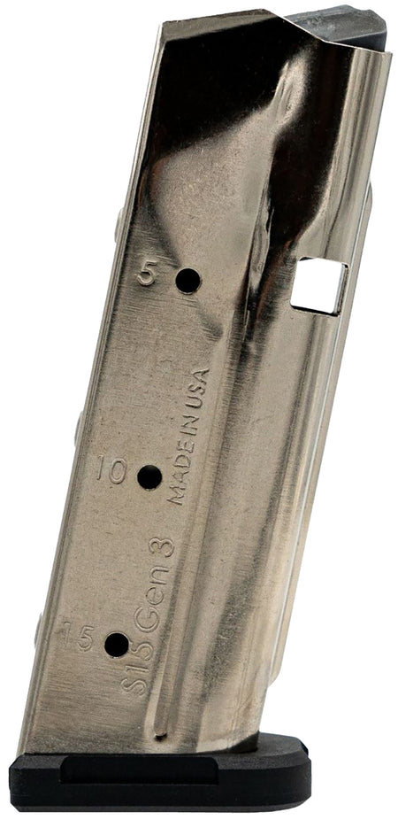 Shield Arms S15 Gen 3 15-Round 9mm Luger Magazine for Glock 43X/48, Nickel Steel
