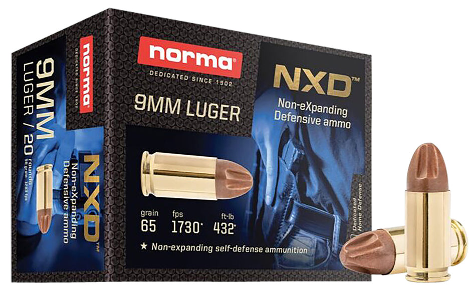 Norma 9mm Luger/Parabellum 611140020 Self Defense NXD Injection Molded Copper Projectile 65 Grain