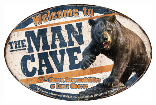 Rivers Edge Bear Man Cave 12x17 Tin Wall Sign