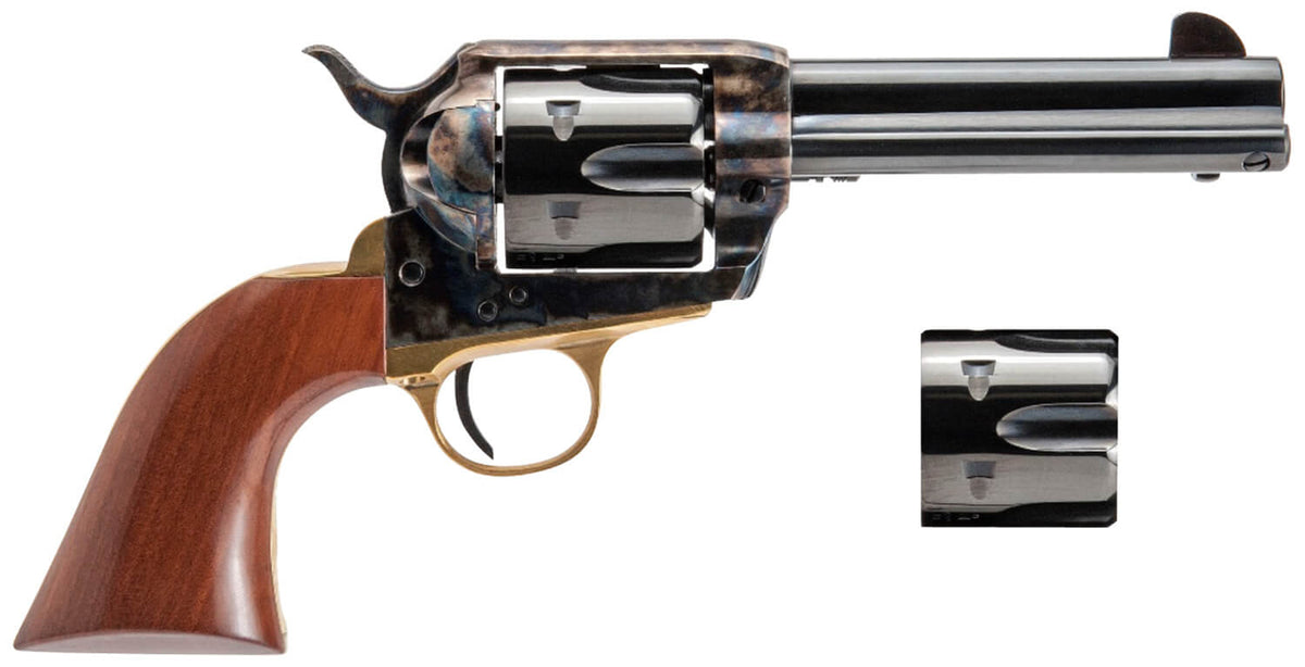 Cimarron Pistolero PPP9MMDC Dual Cylinder 9mm Luger/.357 Mag 6-Shot Revolver, 4.75" Blued Barrel & Cylinder, Case Hardened Frame, Walnut Grip