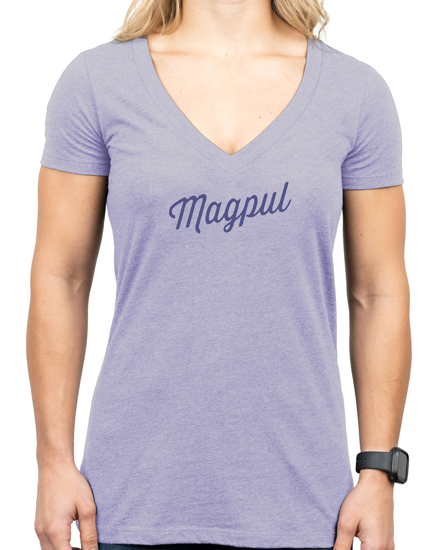 Magpul Women's Rover Script Orchid Heather Cotton/Polyester V-Neck Tee 3XL