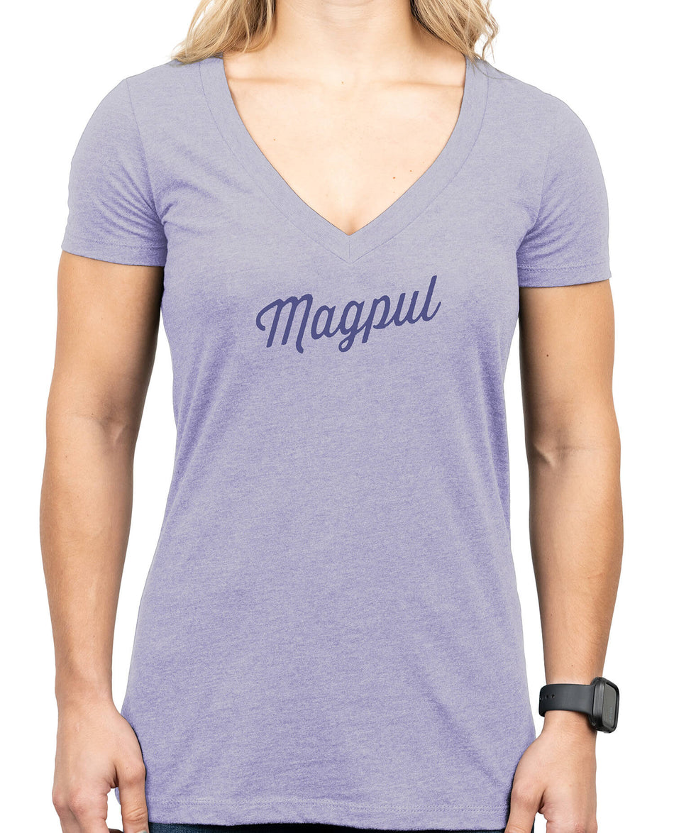 Magpul Women's Rover Script Orchid Heather Cotton/Polyester V-Neck Tee 3XL