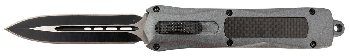 Steel River Knives Spartan A163BD 3.50" Out-the-Front Dagger Plain 440C SS Blade Gray w/Carbon Fiber Inlay Aluminum Handle