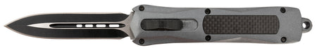 Steel River Knives Spartan A163BD 3.50" Out-the-Front Dagger Plain 440C SS Blade Gray w/Carbon Fiber Inlay Aluminum Handle