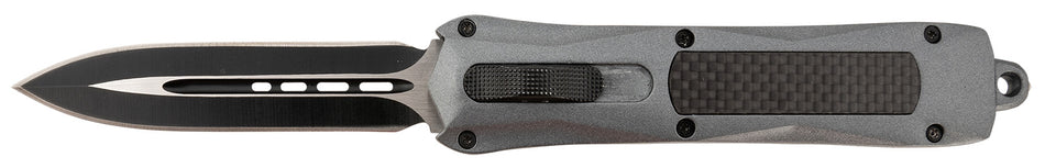 Steel River Knives Spartan A163BD 3.50" Out-the-Front Dagger Plain 440C SS Blade Gray w/Carbon Fiber Inlay Aluminum Handle