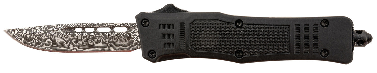 Steel River Knives Spartan Mini MT616BDDP OTF Drop Point Plain Laser Etched Damascus Blade 4.25" Zinc Alloy Handle