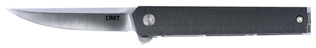 CRKT CEO Compact Folding Knife 2.61" Plain Satin 4116 Stainless Blade, Black GRN Handle, Low Profile Carry Clip