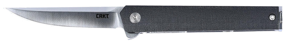 CRKT CEO Compact Folding Knife 2.61" Plain Satin 4116 Stainless Blade, Black GRN Handle, Low Profile Carry Clip