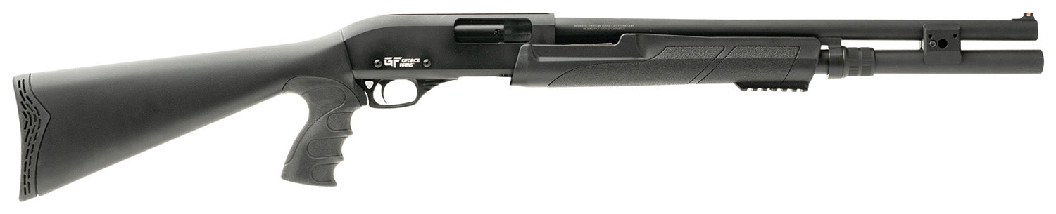 Gforce Arms GF2P12 GF2P 12 Gauge Pump 3" Chamber 7+1 20" Fixed Cylinder Bore, Black, 5rd Shell Carrier Stock, Rubber Pistol Grip, Blade Sight, 3rd Shell Holder on Rec