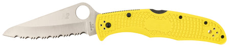 Spyderco C91SYL2 Pacific Salt 2 3.78" Fully Serrated Stonewashed H2 Steel Blade Yellow FRN Handle with Pocket Clip