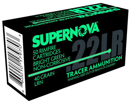 Supernova .22 Long Rifle PMSN22LRG Green Tracer Non-Corrosive Lead Round Nose LRN 40 Grain