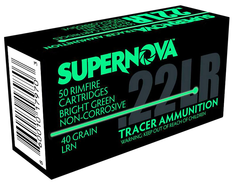 Supernova .22 Long Rifle PMSN22LRG Green Tracer Non-Corrosive Lead Round Nose LRN 40 Grain