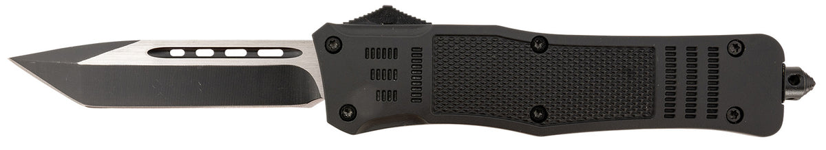 Steel River Knives Spartan T620BT OTF 3.75" Tanto Black/Silver Blade 5.5" Zinc Alloy Aluminum Handle