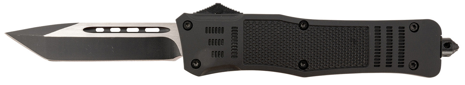 Steel River Knives Spartan T620BT OTF 3.75" Tanto Black/Silver Blade 5.5" Zinc Alloy Aluminum Handle