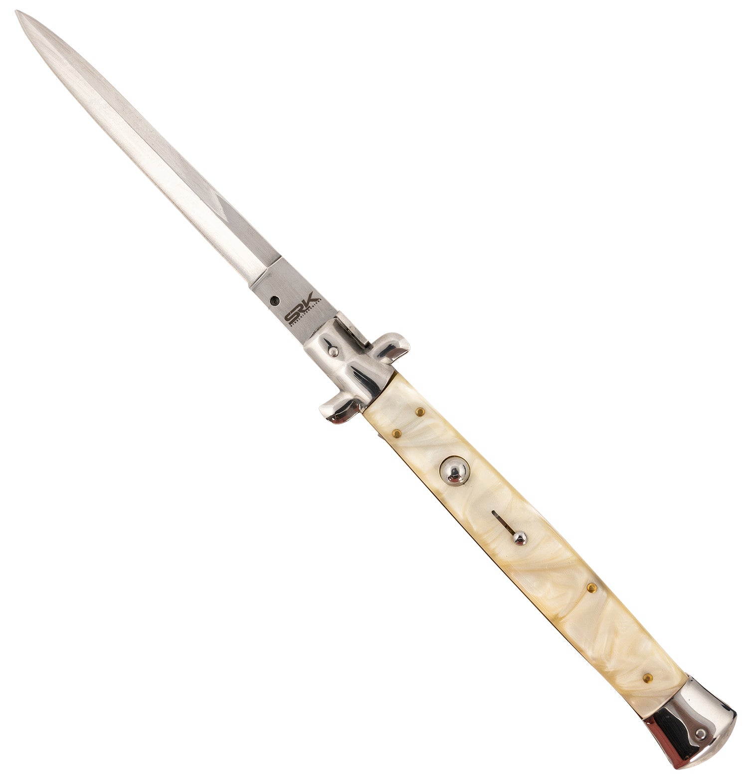 Steel River Knives Spartan CIMOPD 6" Italian Dagger Polished Blade Side-Open 7" Mother of Pearl Handle