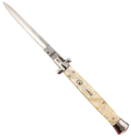 Steel River Knives Spartan CIMOPD 6" Italian Dagger Polished Blade Side-Open 7" Mother of Pearl Handle