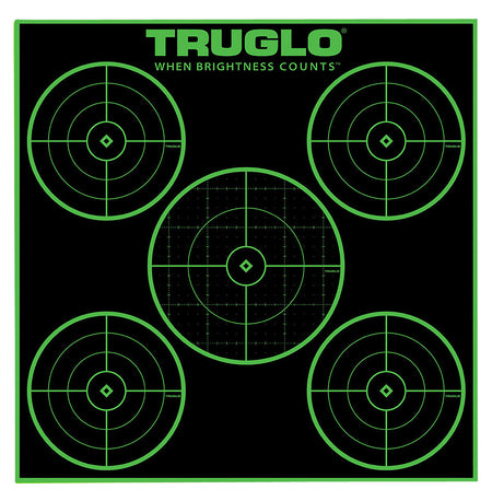 TruGlo TG11A25 Tru-See 5-Bullseye Fluorescent Green Self-Adhesive Targets 12x12" 25-Pack