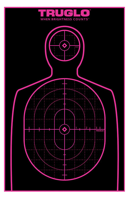 TruGlo TG13A12BB Tru-See Handgun Self-Adhesive Fluorescent Pink Silhouette Targets 12x18" 12-Pack