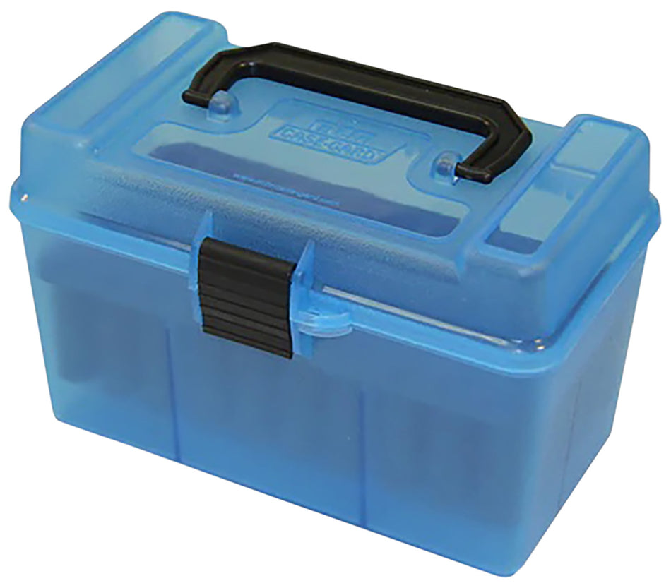 MTM Case-Gard H50RMAG24 50-Round Deluxe Ammo Box 300 Win Mag/7mm Rem Clear Blue