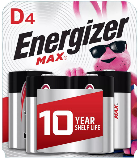 Energizer E95BP4 MAX D Cell Alkaline Batteries 1.5 Volt 12-Count 4 Pack