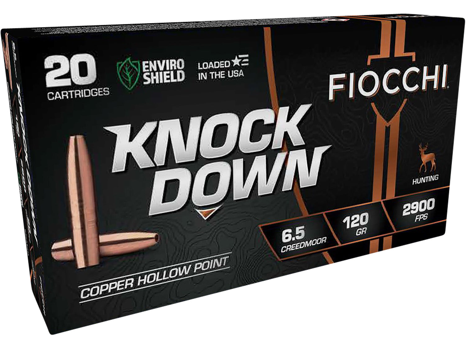 Fiocchi 6.5mm Creedmoor 65CMCHA Knock Down Enviro Shield Hollow Point HP 120 Grain