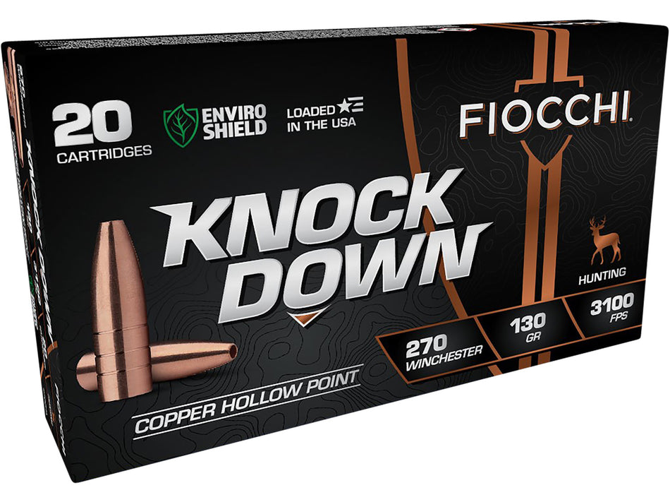 Fiocchi .270 Winchester 270CHA Knock Down Enviro Shield Hollow Point HP 130 Grain