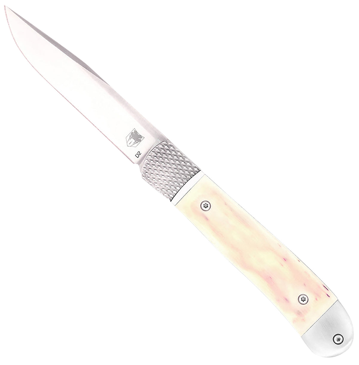 CobraTec CTTHRWT Trapper OTF Knife 3.12" Drop Point Satin D2 Steel Blade White Bone Handle