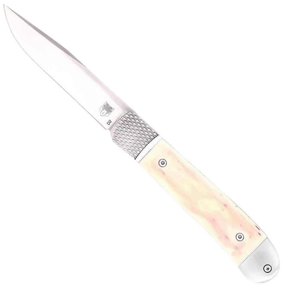 CobraTec CTTHRWT Trapper OTF Knife 3.12" Drop Point Satin D2 Steel Blade White Bone Handle