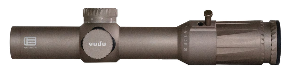 Eotech Vudu 1-10x28mm Tan 34mm Tube FFP Illuminated Red SR4 MOA Reticle and Throw Lever