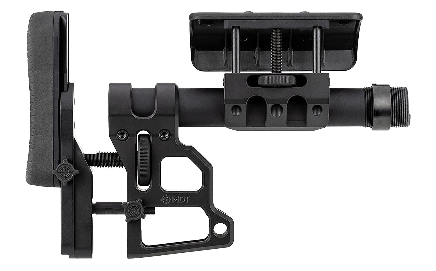 MDT Skeleton Carbine Stock SCS Black Anodized Aluminum, Adjustable Cheekrest, Buttpad, QD Sling Mounts