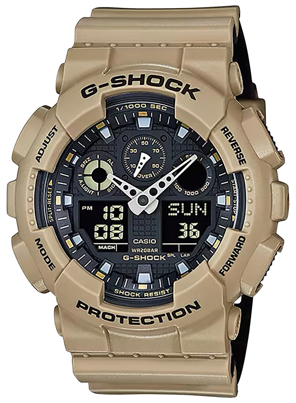 Casio G-Shock GA100L8A Tactical Brown Stainless Bezel Watch 145-215mm