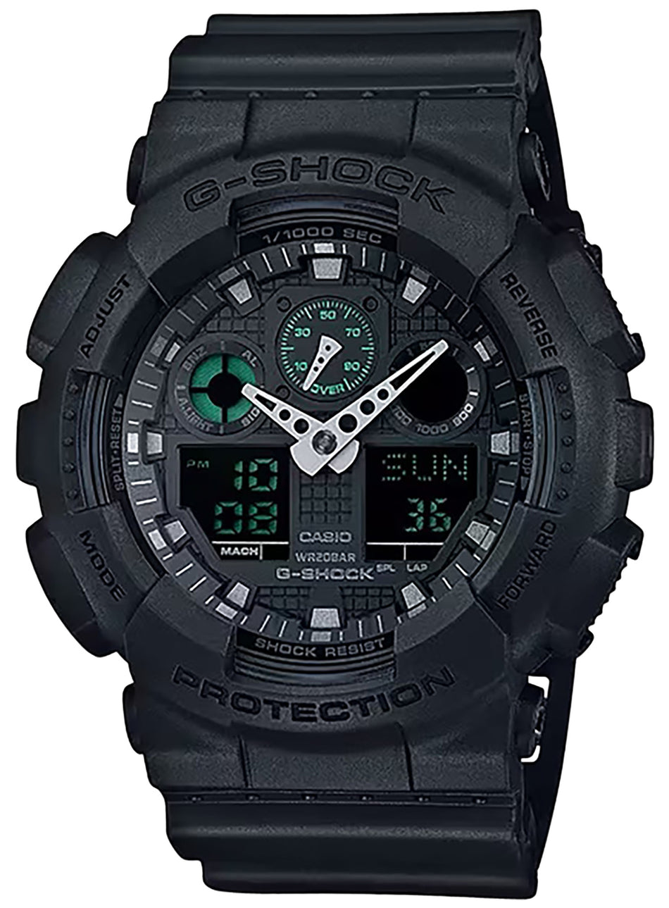 Casio G-Shock GA100MB1ACR Tactical Black Stainless Steel Bezel Watch