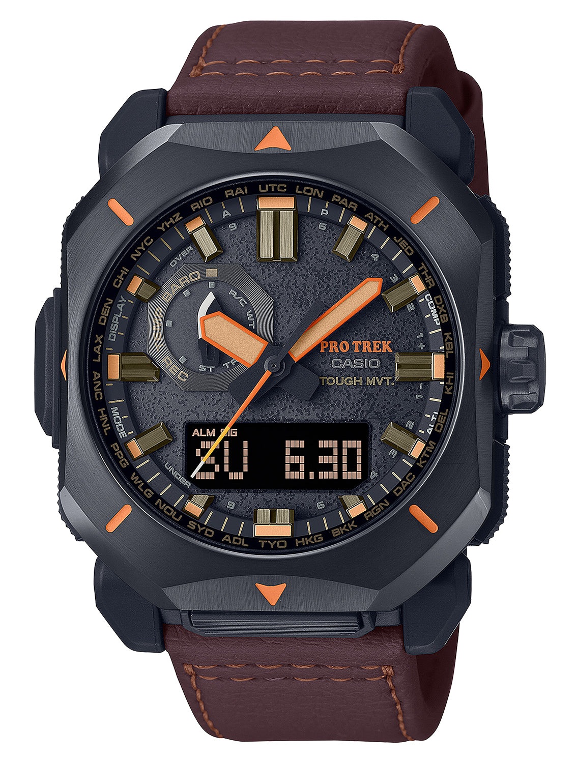 Casio Pro Trek PRW-6900YL5 Outdoor Digital Compass Watch Black/Brown