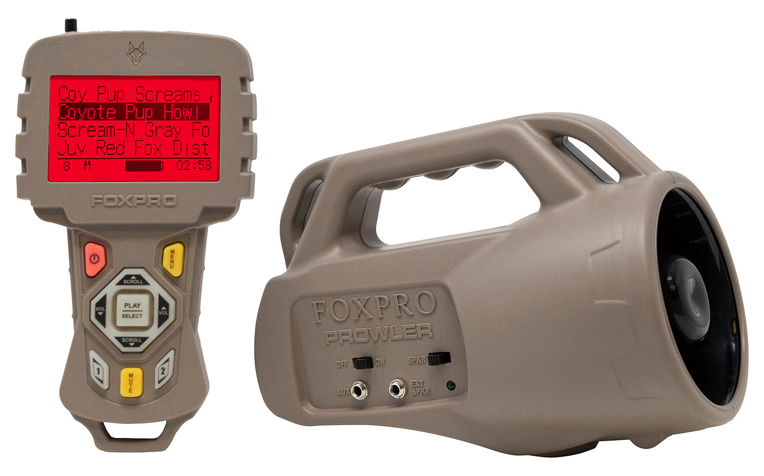 Foxpro Prowler Electronic Game Call - 175+ Sounds, TX433 Transmitter, Tan